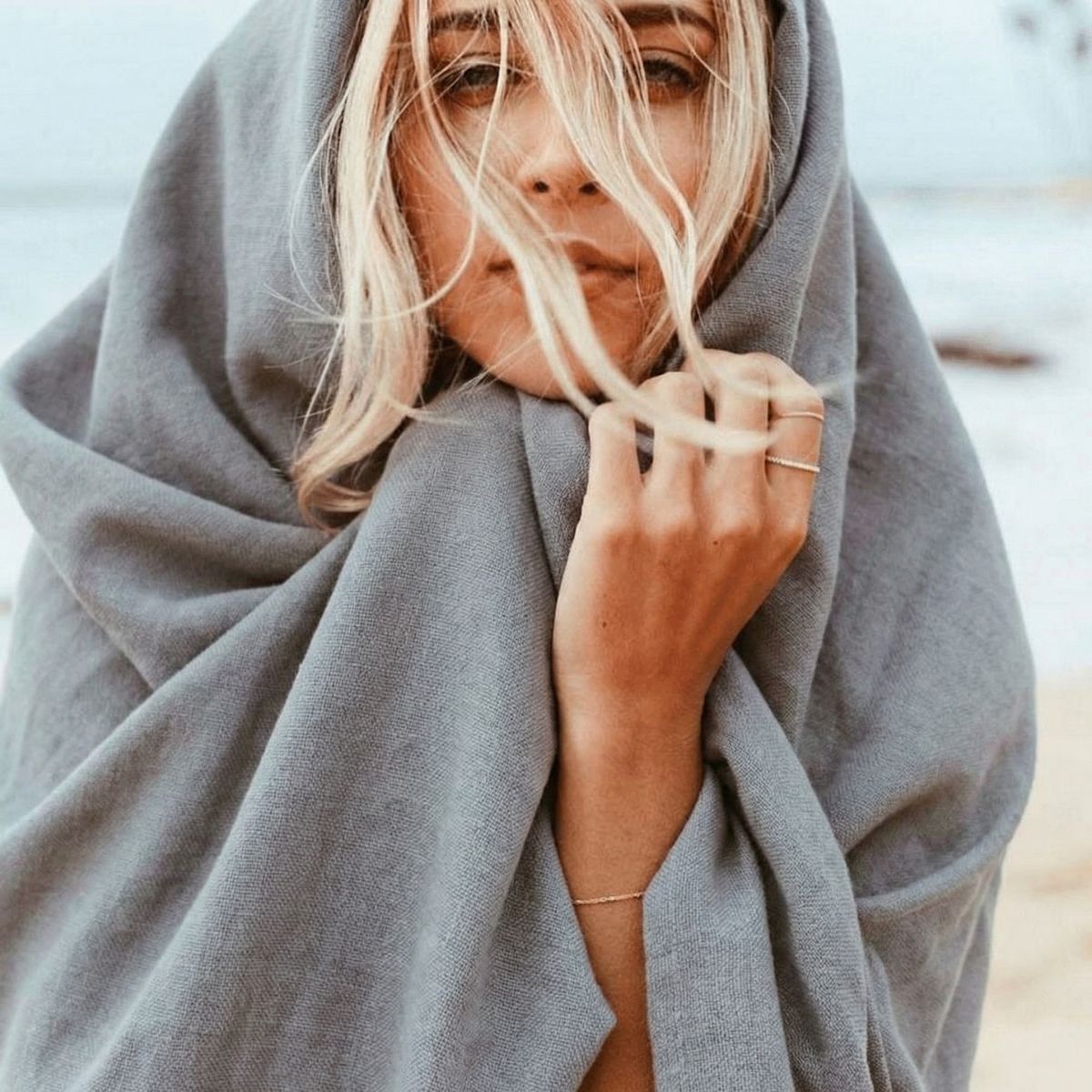 Slate grey sarong beach wrap — Spa Mama Maui pareo